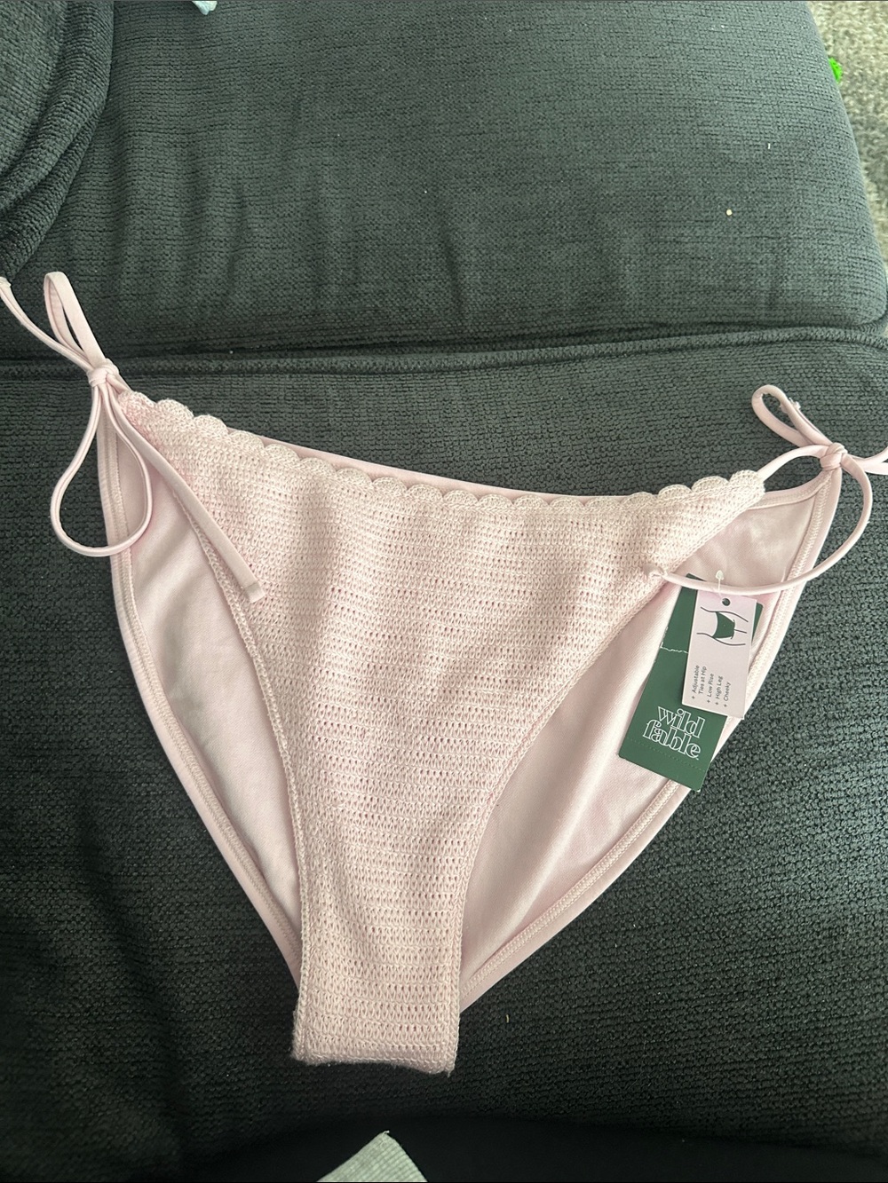 wild fable Light Pink Crochet Tie-Side Bikini Bottoms